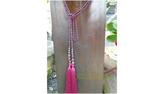 long strand necklaces tassels beads double mono color